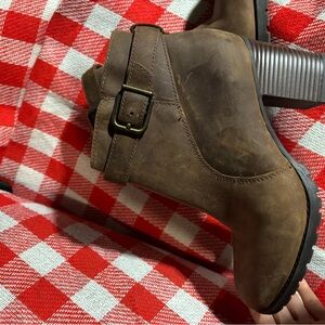 Brown Ankle Boots with Buckle Detail